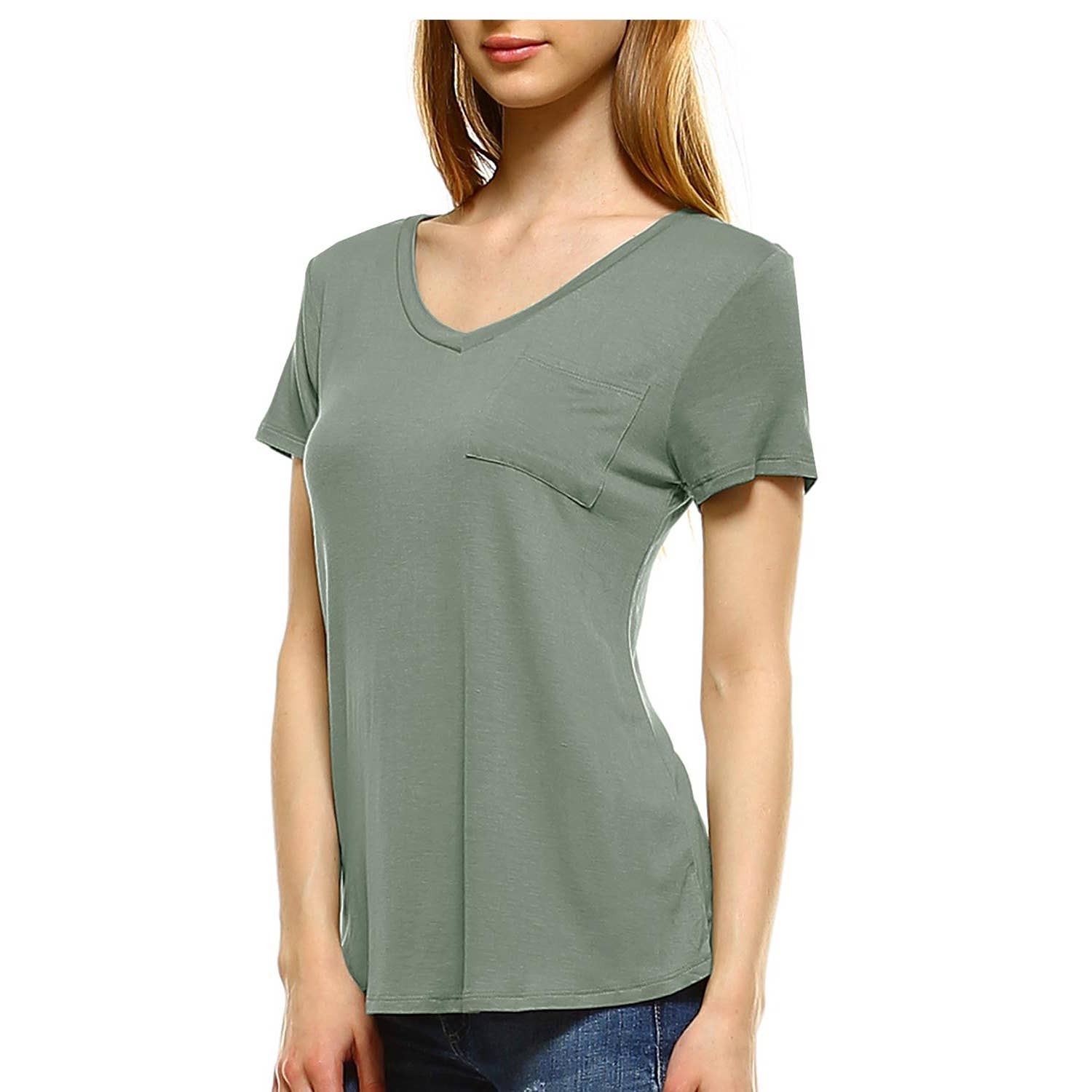JHP Collection - Wholesale Shirt - Women's - WOMENS CASUAL SOLID V NECK SHORT SLEEVE T SHIRT15