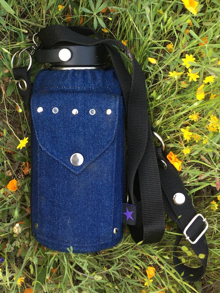 Insulated Water Bottle Carry All Bag,DENIM Tote Phone Pocket for wholesale by JarStar by LaFae