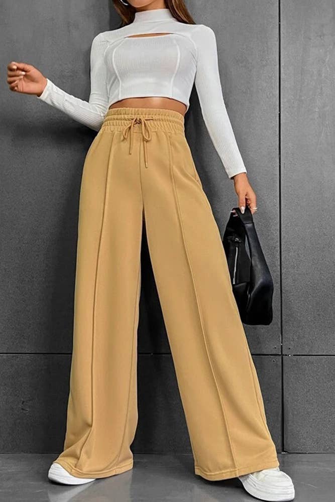 UNISHE - Wholesale Pants - Women's - Plain High Waist Wide Pants ZK6527