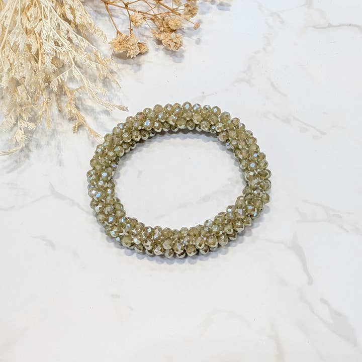 LOLO & YAYA - Wholesale Schakelarmband - Kristaleffect armband in groentint6