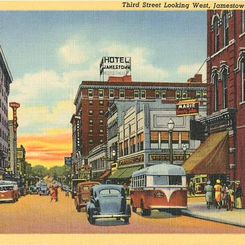 Art Print NS-712 Third Street Looking West, Jamestown, New Y for wholesale by Found Image Press