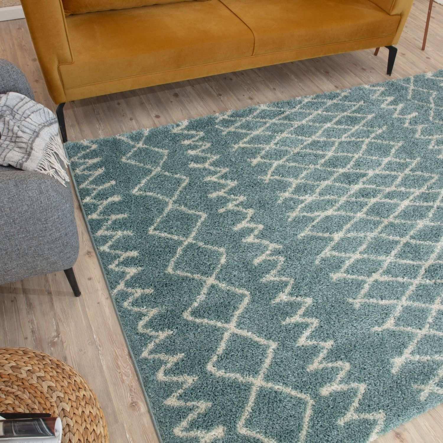 THE RUGS – wholesale Area rug – Moroccan Duck Egg Blue Shaggy Rug | 9505