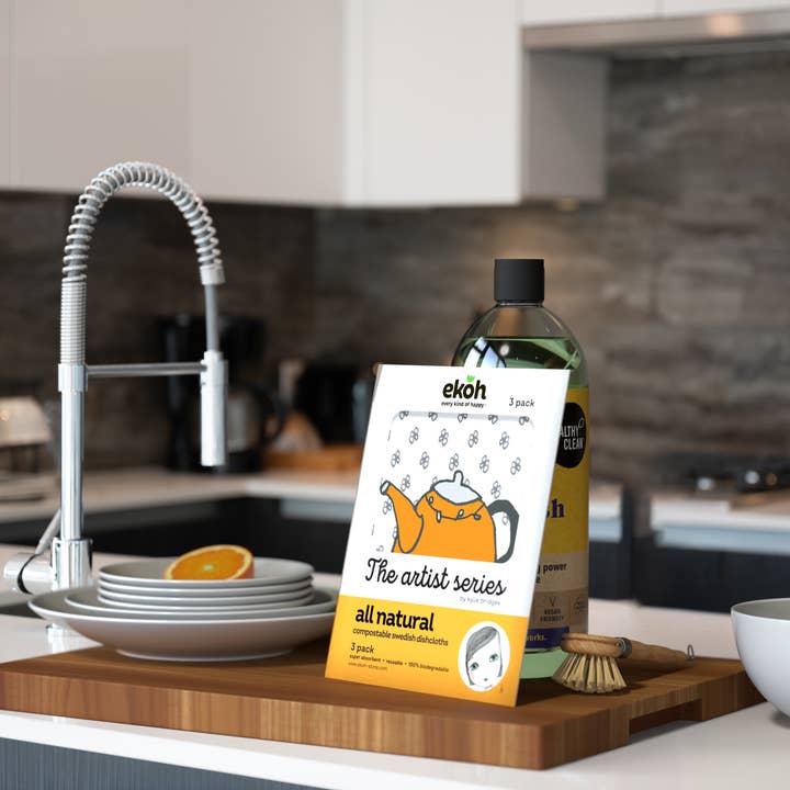 EKOH - Wholesale Dishcloth - Swedish Dishcloth Set of 3 Artist Farm House Prints6