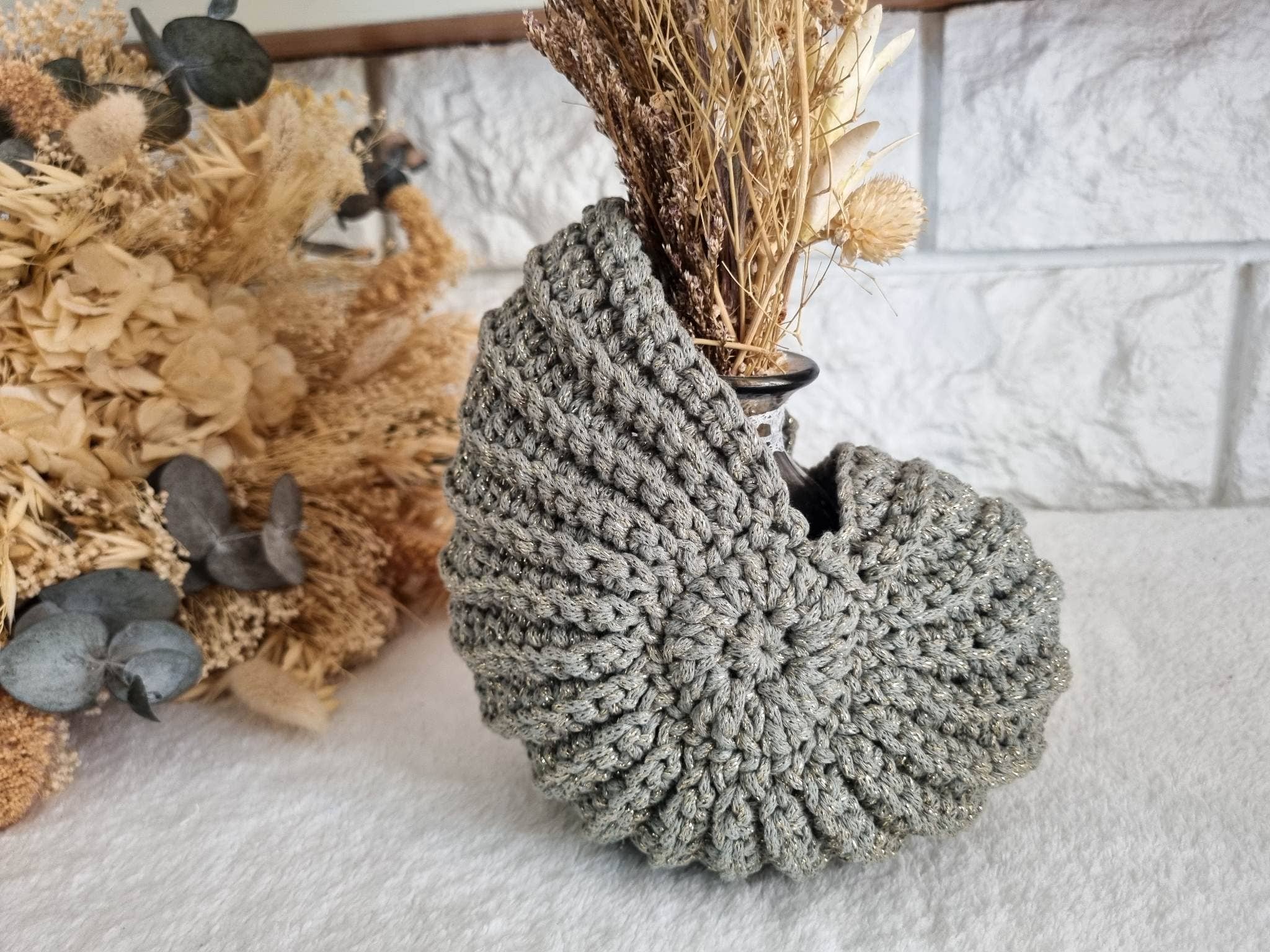 Naturalmarjory – Großhandel Korb – Ammonitenformiger dekorativer Korb S im Boho-Stil aus Baumwollseil3