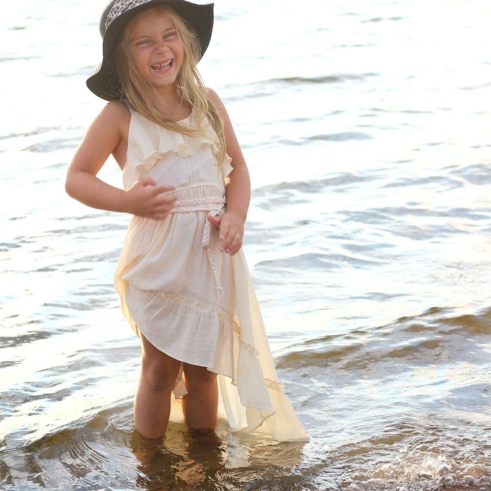 SISSYMINI - Vente Robe – enfant - Robe Hi-Lo en mousseline de coton doux BEACH BEAUTY à volants | LL3027