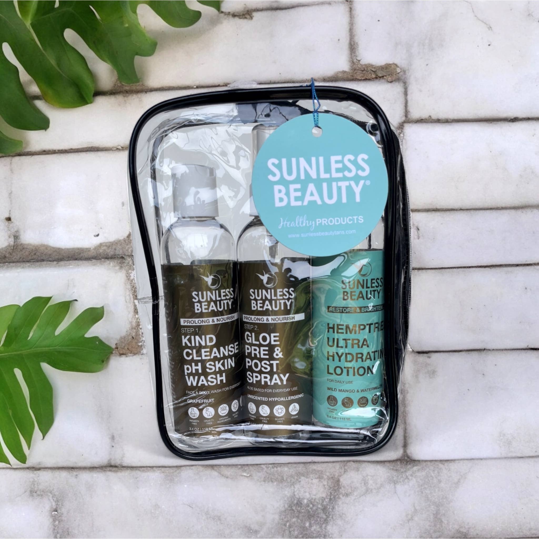 Sunless Beauty – wholesale Tan preserver – SUNLESS BEAUTY ORGANIC #GLOWATHOME 3 PIECE TRAVEL SET
