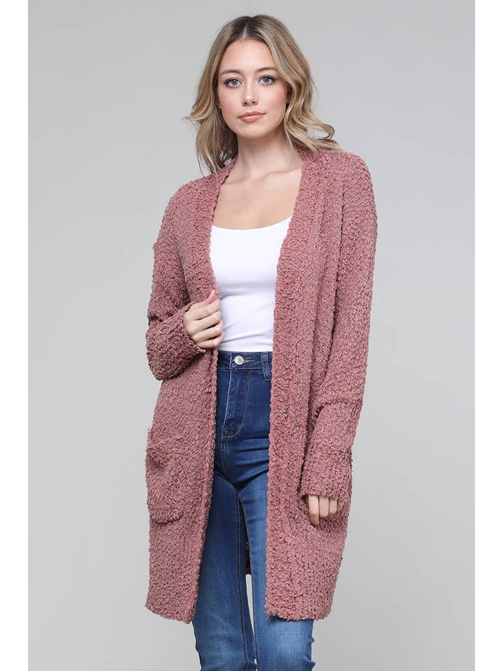 Oceanus Apparel – Großhandel Strickjacke – Damen – OUG80160 Cardigan-Pullover aus massivem Popcorn mit Verzierung6