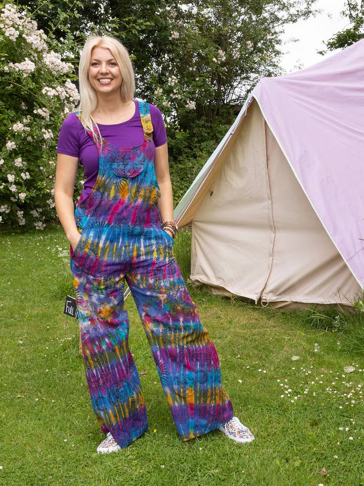Salopette large à jambes larges et teinture tie-dye Luna pour la vente par Wicked Dragon Clothing