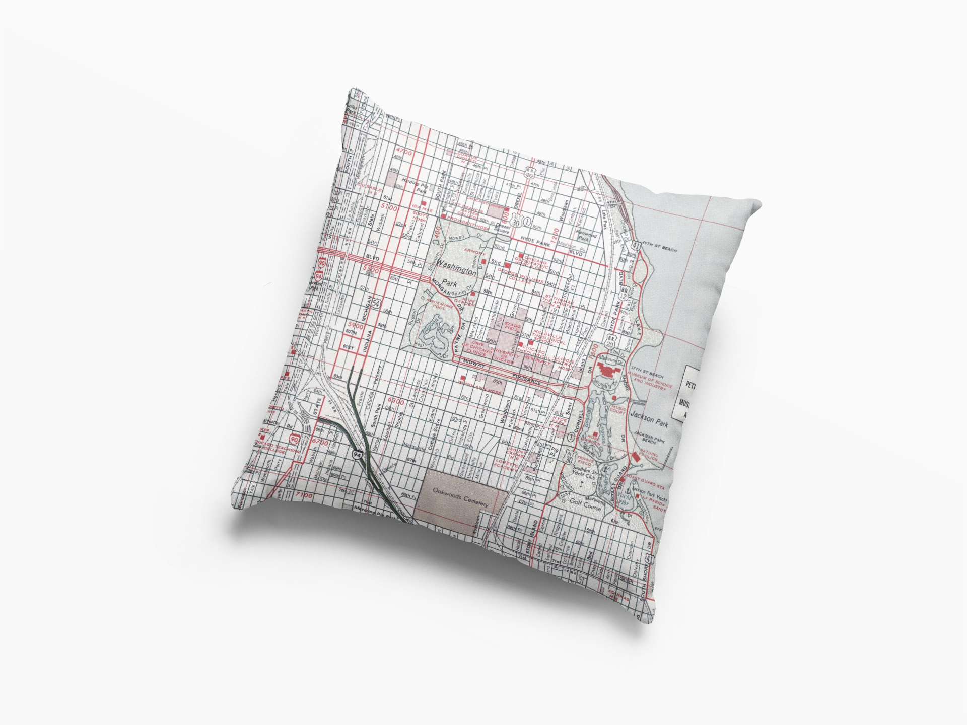 Daisy Mae Designs - Wholesale Throw/Decorative Pillow - University of Chicago Campus Illinois Map Pillow 11