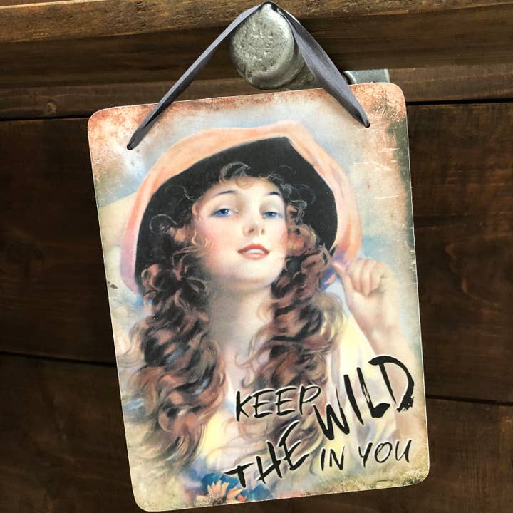 „Keep The Wild In Dir“ Vintage-Schil für den Großhandel von Yesterday's Best