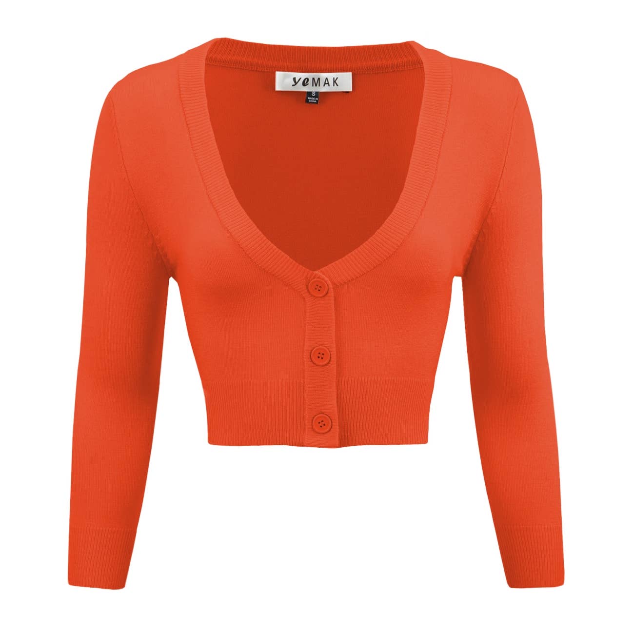 Mak - Wholesale Cardigan - Women's - Cropped Bolero 3/4 Sleeve V-Neck PLUS size Cardigan CO129PL27