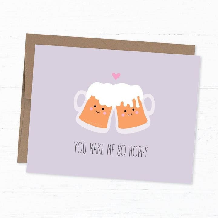 Funny Beer Pun Card: Hoppy Anniversary Card for Him for wholesale by corgicardco