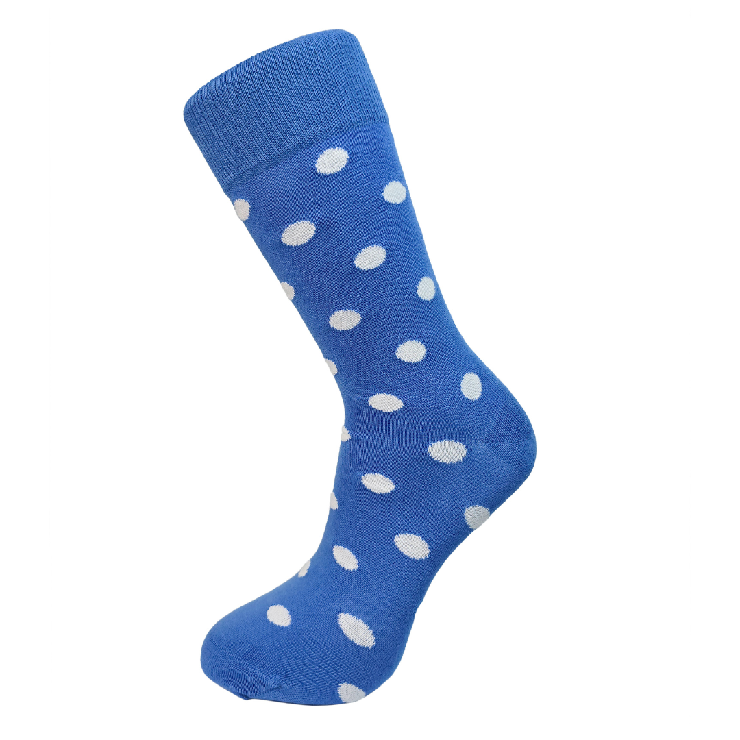 Slopes&Town - Wholesale Socks - Unisex - Blue and White Dots Bamboo Socks0