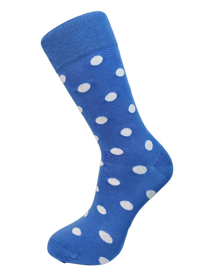Slopes&Town - Wholesale Socks - Unisex - Blue and White Dots Bamboo Socks0