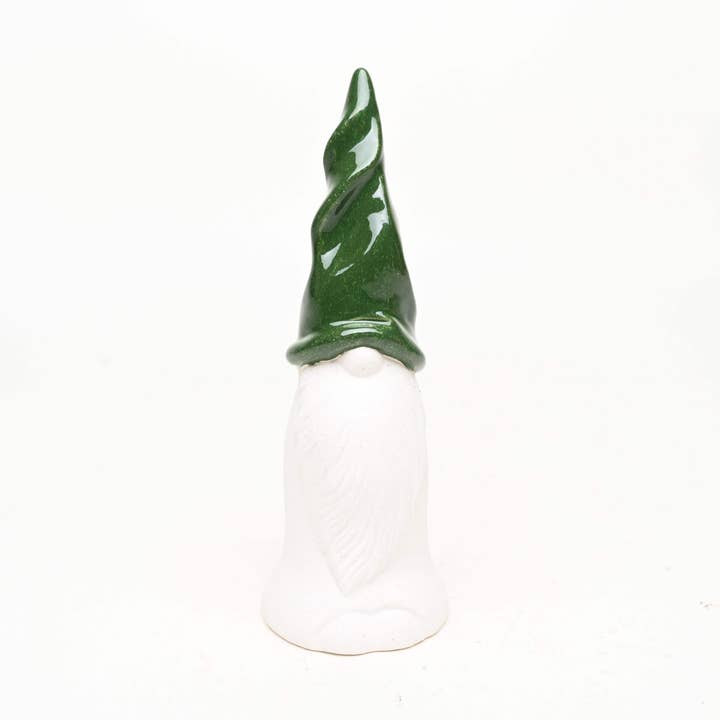 MEDIUM CERAMIC GNOME WITH GREEN HAT for wholesale by Bacon Basketware