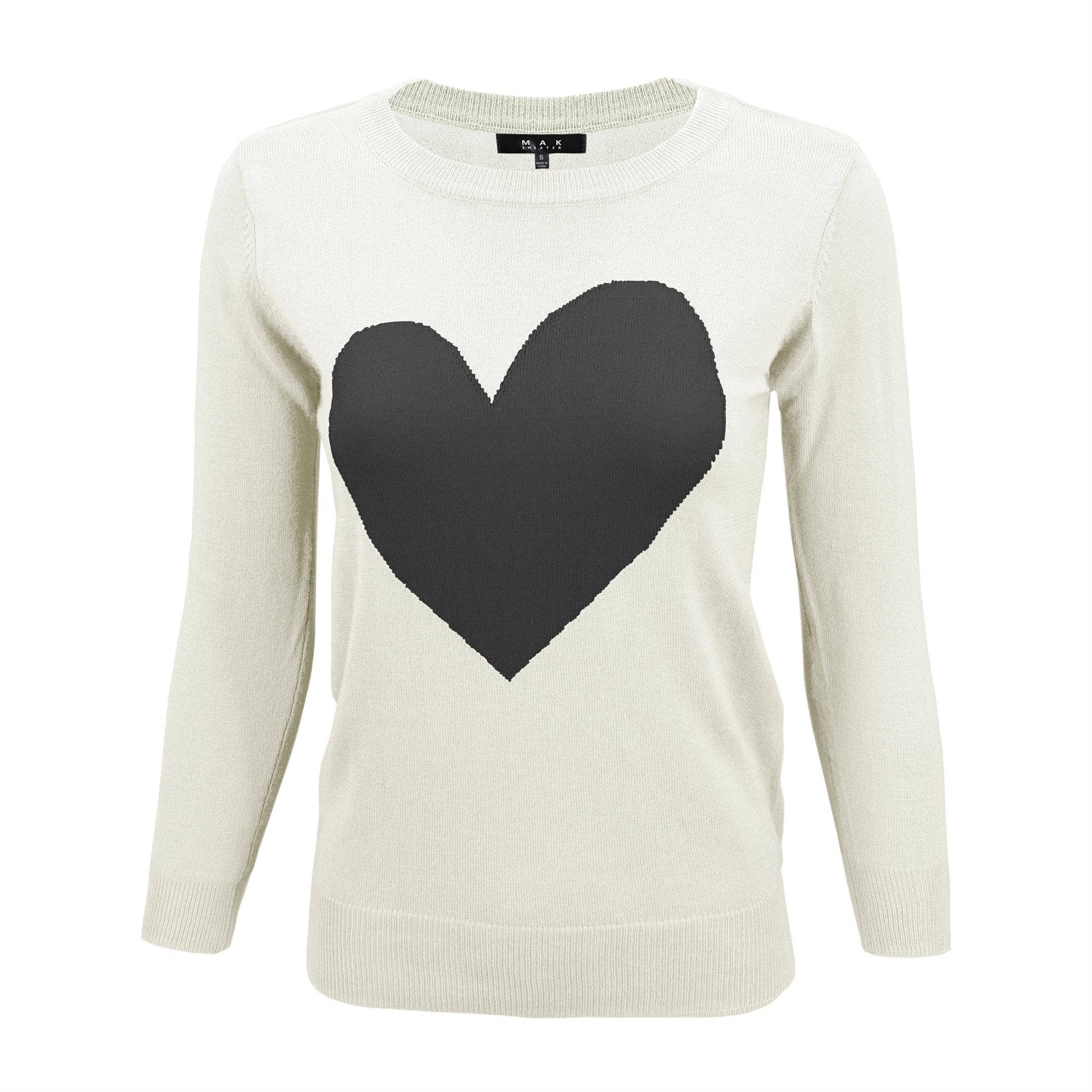 Mak – wholesale Pullovertröja - Dam – Heart Chenille Crewneck 3/4 ärm tröja MK35951