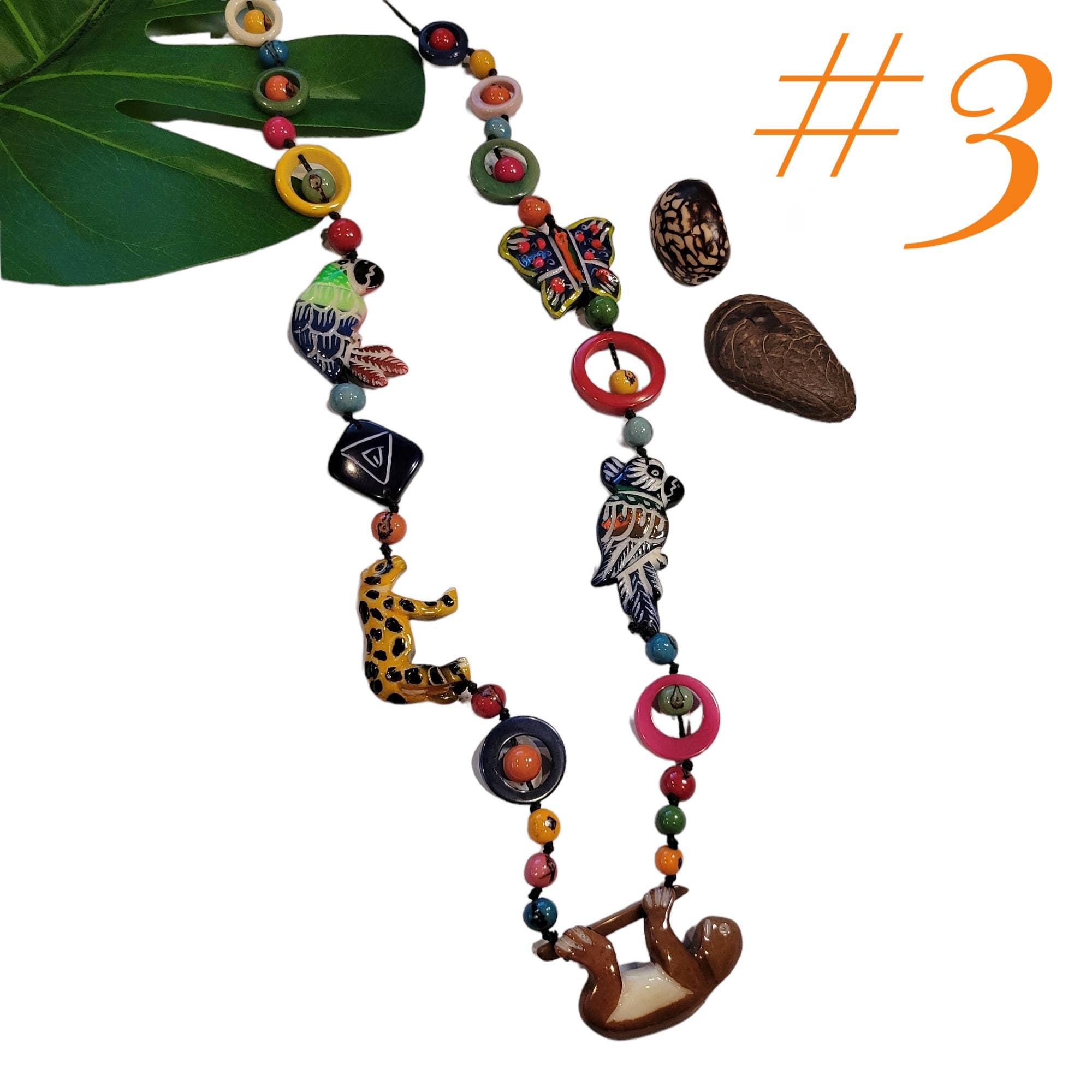 Organic jewelry by Allie – Colar pingente/pendente por atacado – Colar fauna e papagaios de selva da floresta tropical1