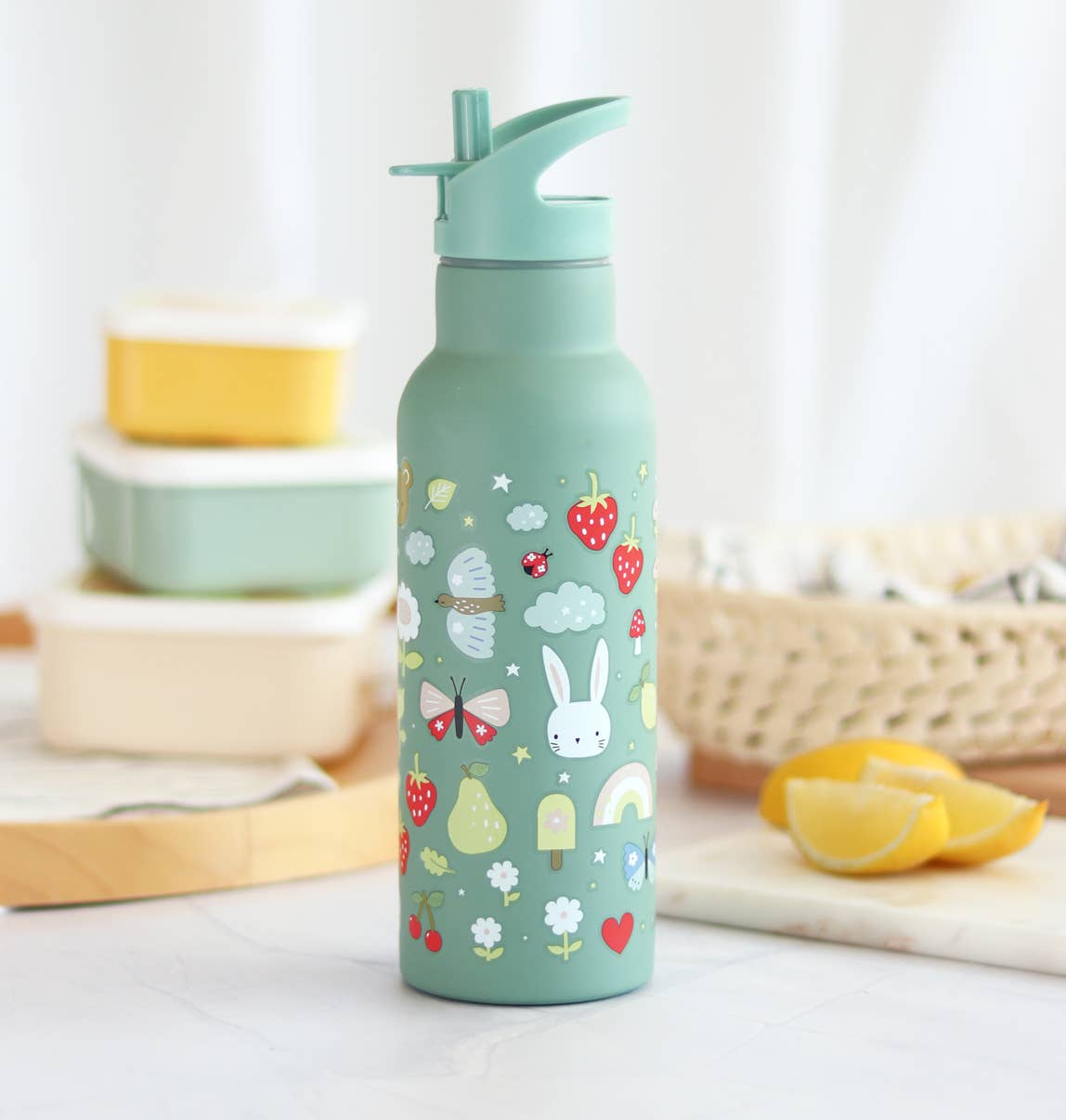 A Little Lovely Company - Wholesale Water Bottle - XL stainless steel drink/water bottle: Joy5