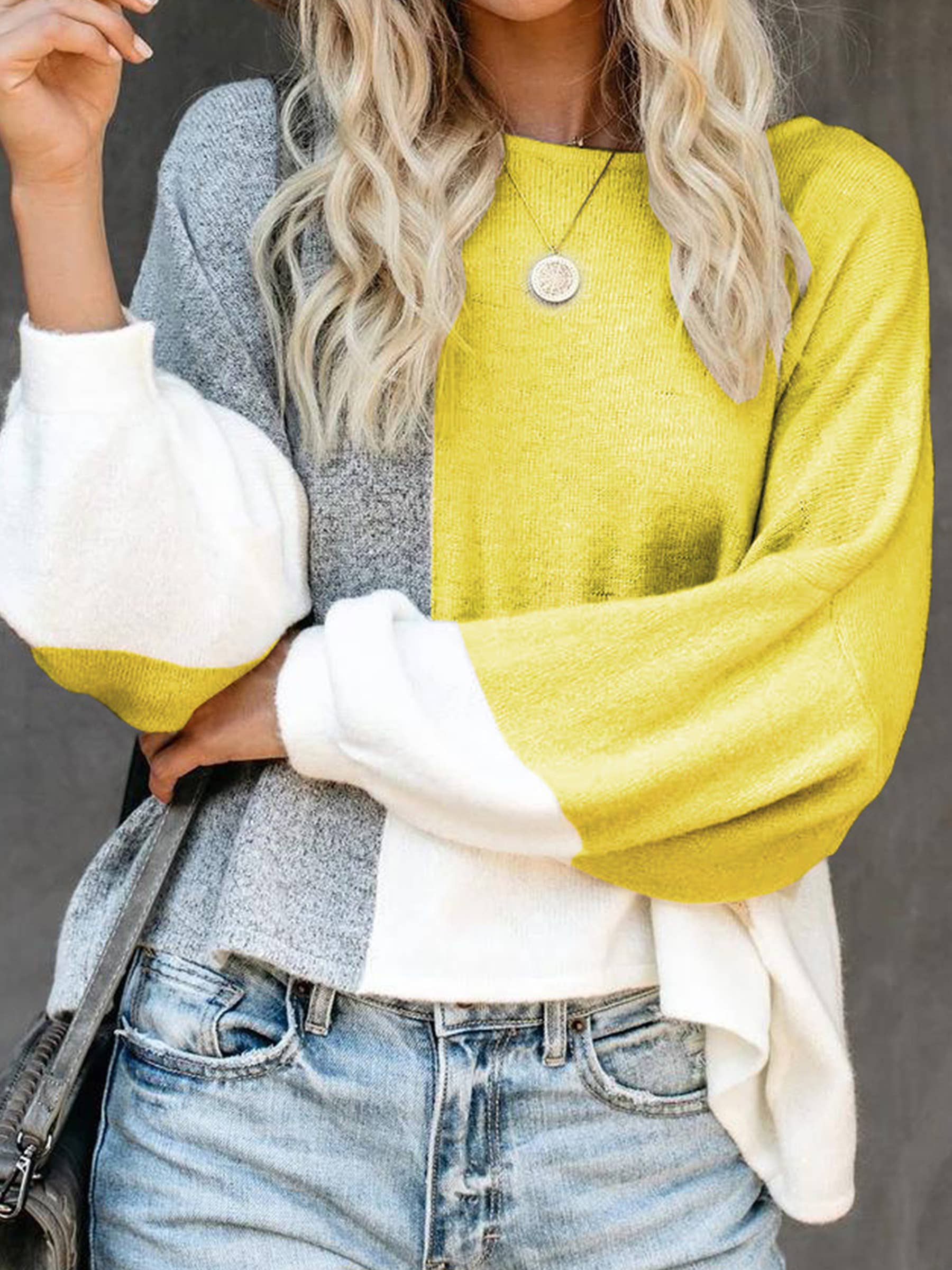 Wholesalesir - Wholesale Knit Sweater - Women's - Large Size Patchwork Knitted Sweater7