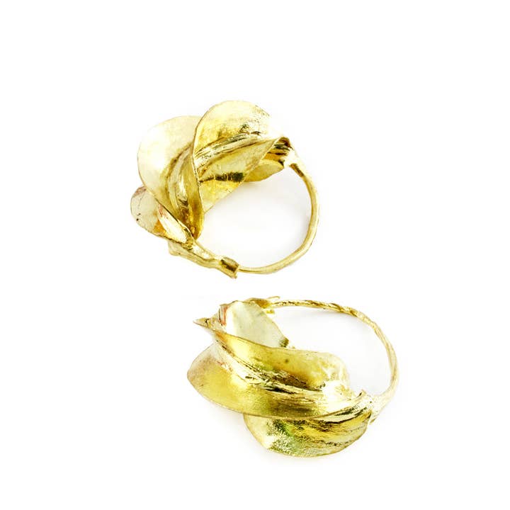 Swahili | AFRICAN MODERN - Wholesale Hoop Earrings - Fulani Hammered Brass Earrings0
