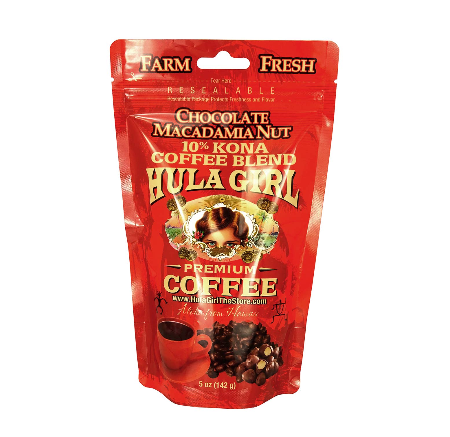 Hula Girl Products - Wholesale Coffee Beans - Hula Girl 10% Kona Coffee Blend 5oz(142g)2