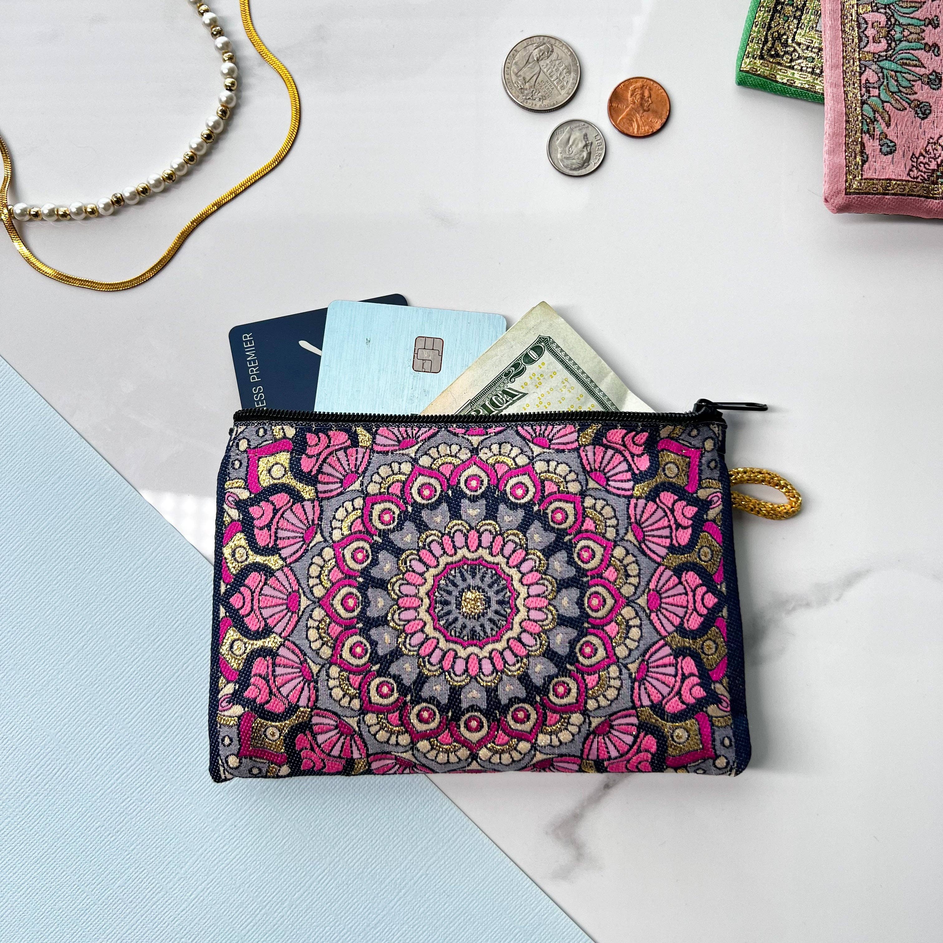 Umays Boho - Vente Porte-monnaie – femme - Porte-monnaie Mandala, Porte-monnaie Bohème, Pochette à fermeture éclair faite main1
