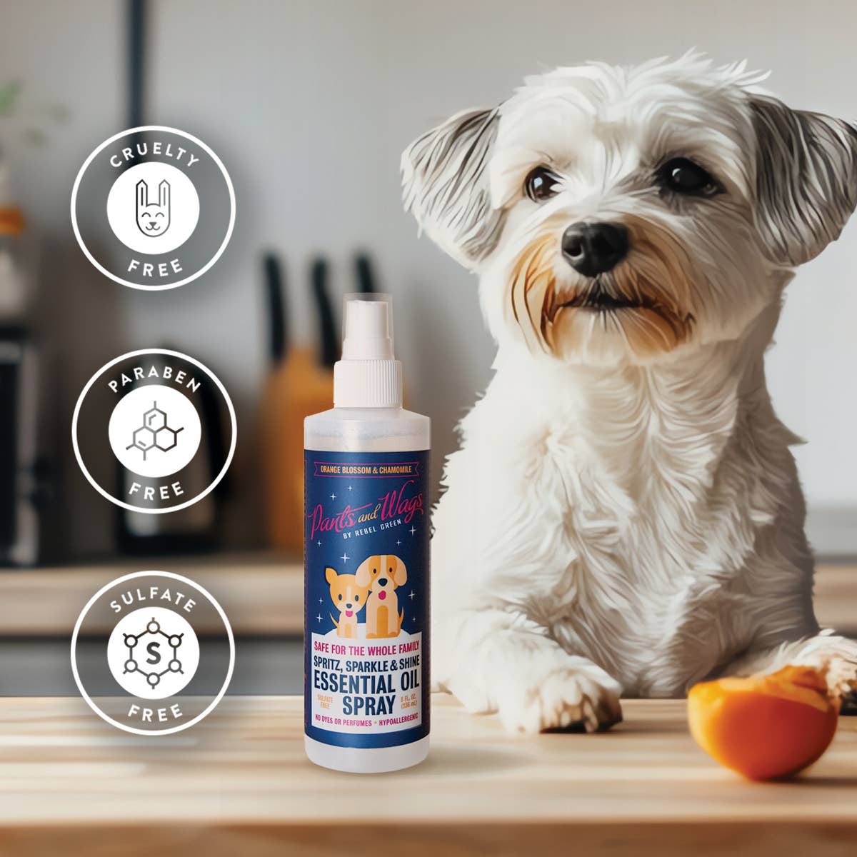 Rebel Green - Wholesale Pet Spray - Cat/Dog - Spritz, Sparkle & Shine Essential Oil Spray-Orange Chamomile1