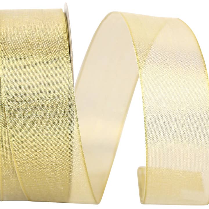 RELIANT RIBBON - Wholesale Ribbon - Gift Wrapping - Mesh Classic Wired Edge, Gold, 1-1/2 In, 25 Yards