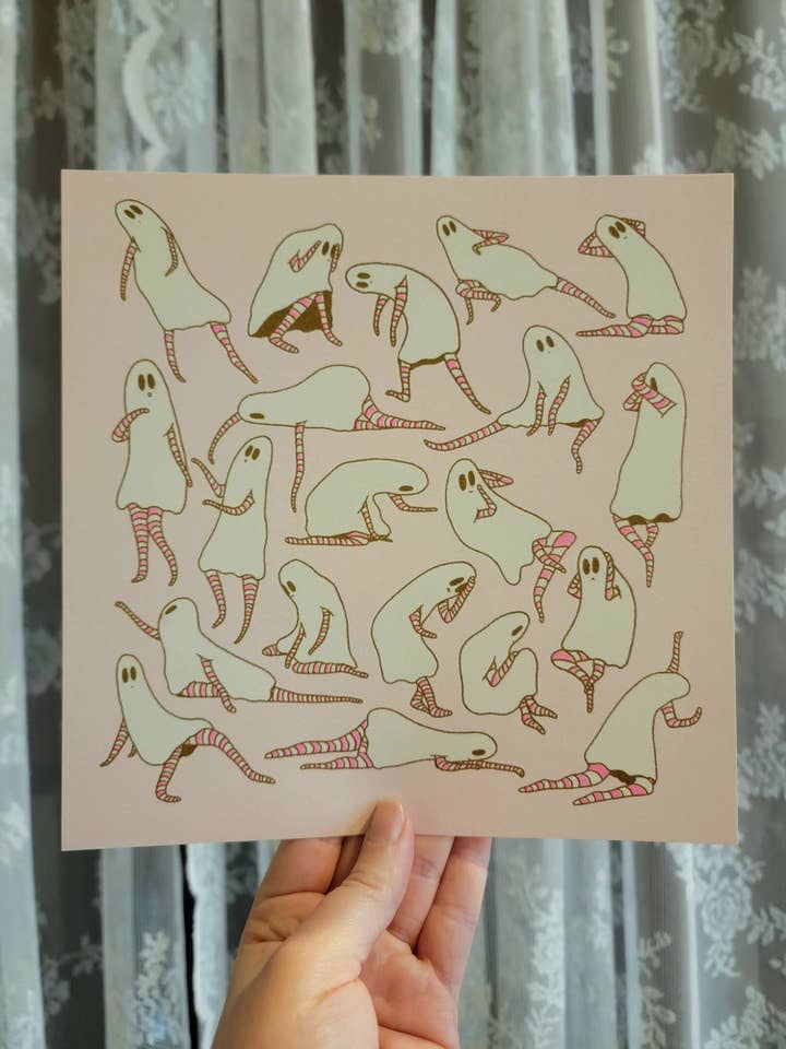 moody moonie risograph print for wholesale by Sonny Honey Press