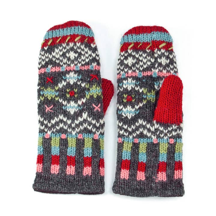 Lost Horizons Knitwear - Wholesale Mittens - Women's - Helsinki Wool Knit Mittens with Nordic Pattern2