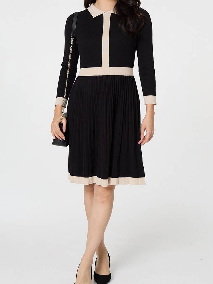 Abito in maglia a lunghezza ginocchio con bordo a contrasto per la vendita all'ingrosso da parte di Stellalondon