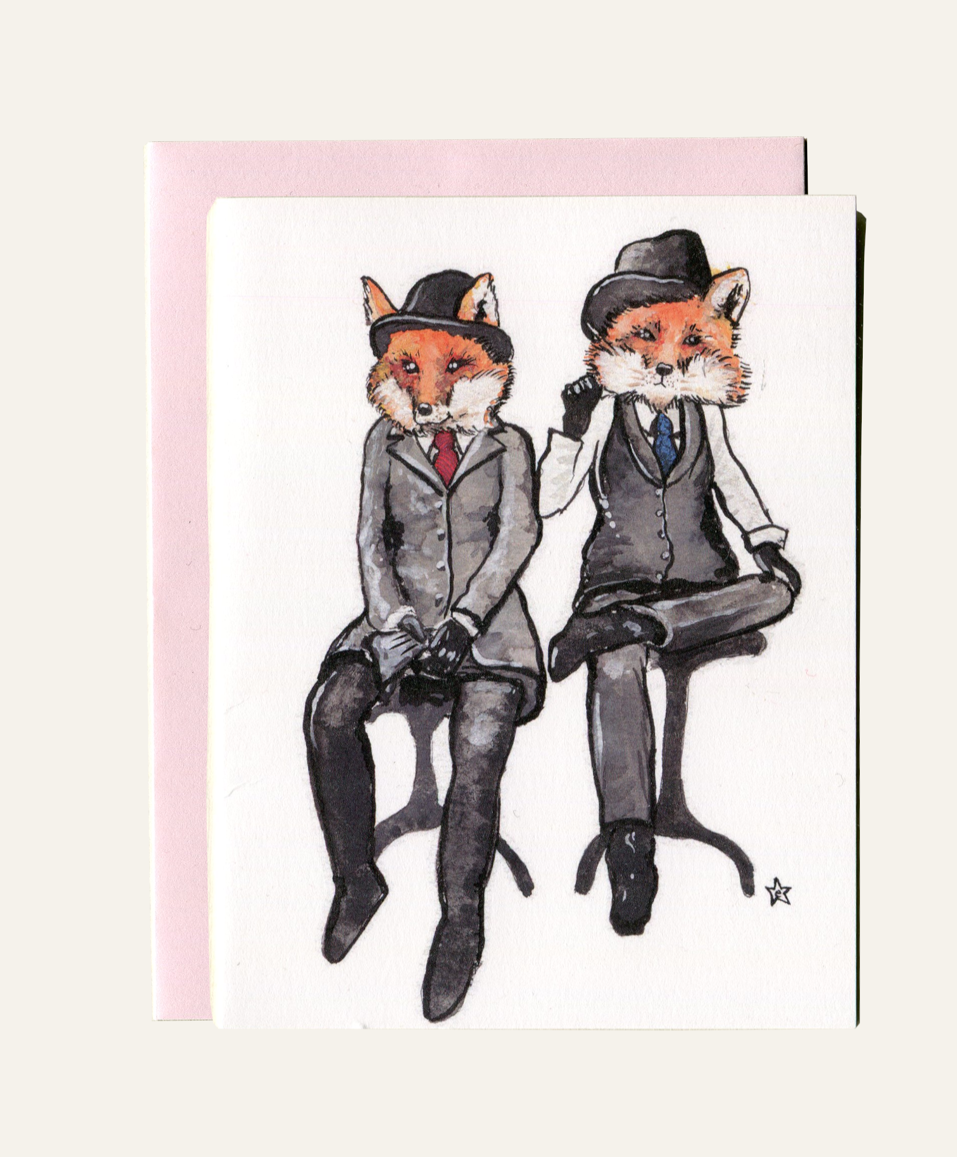 Darling Illustrations - Wholesale Love Card - Pawtners in Crime - Fox Notecard6