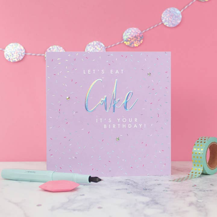 The Handcrafted Card Company – wholesale Birthday card – Let's Eat Cake It's Your Birthday! Handmade Greeting Card1