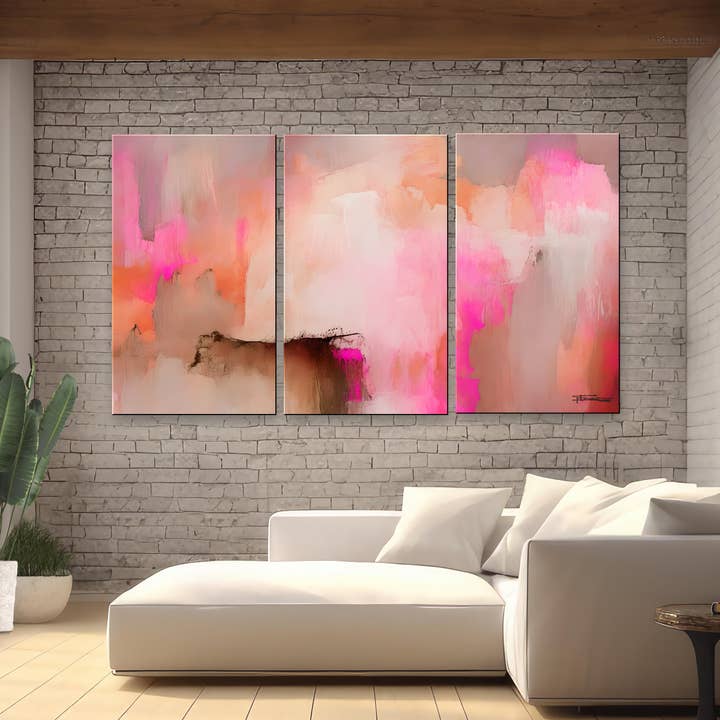 FRACTURED PINK-Extra Large Textured Canvas Painting – Limited Edition Abstract for wholesale by ELOISE WORLD STUDIO
