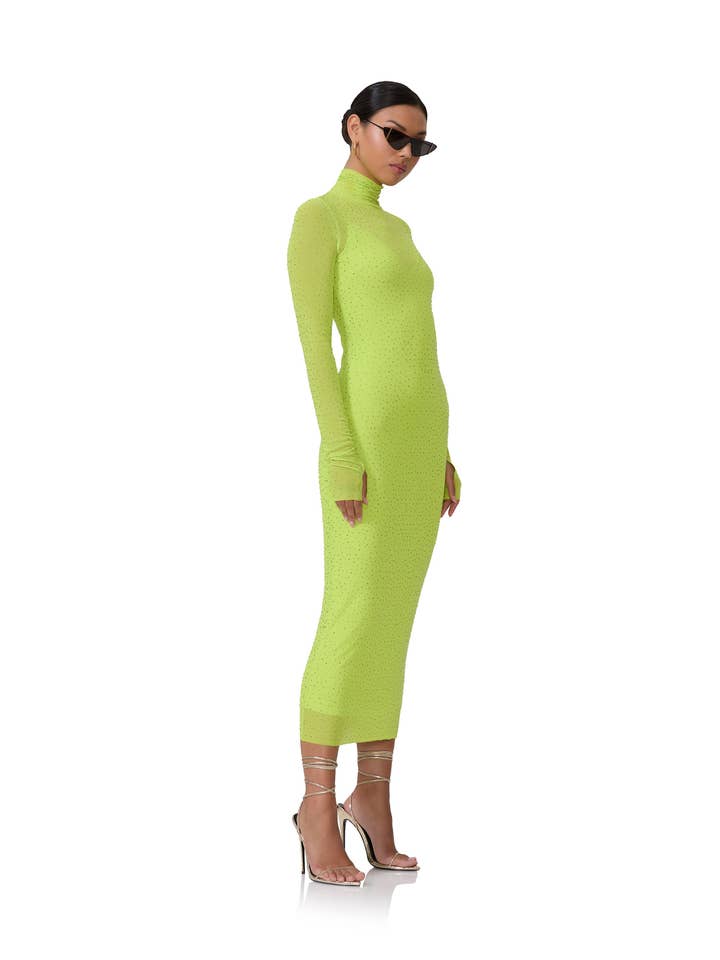 Shailene Rhinestone Dress - Lime Punch for wholesale on Faire