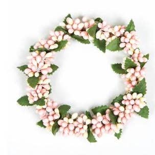 Medium 3.5" Rice Berry Candle Ring – Cream Pink for wholesale by KMI International Corp.