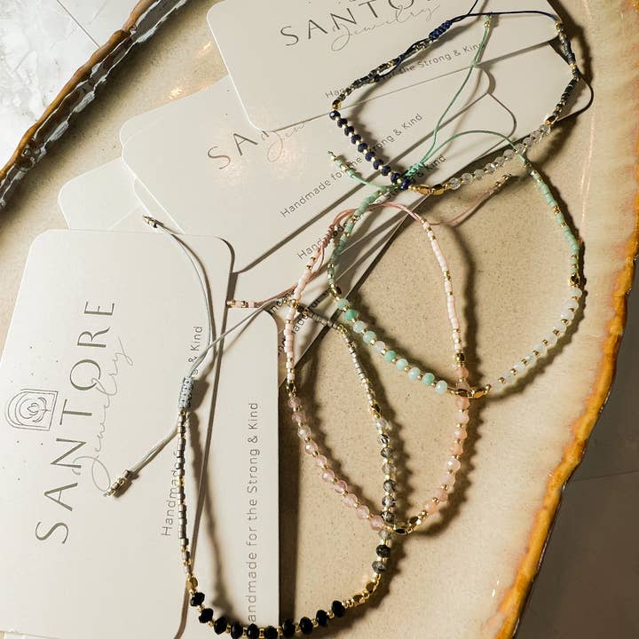 Santore Jewelry Company - Wholesale Beaded Bracelet - Lulu: Gemstone and Seed Bead Thread Bracelet - Adjustable3