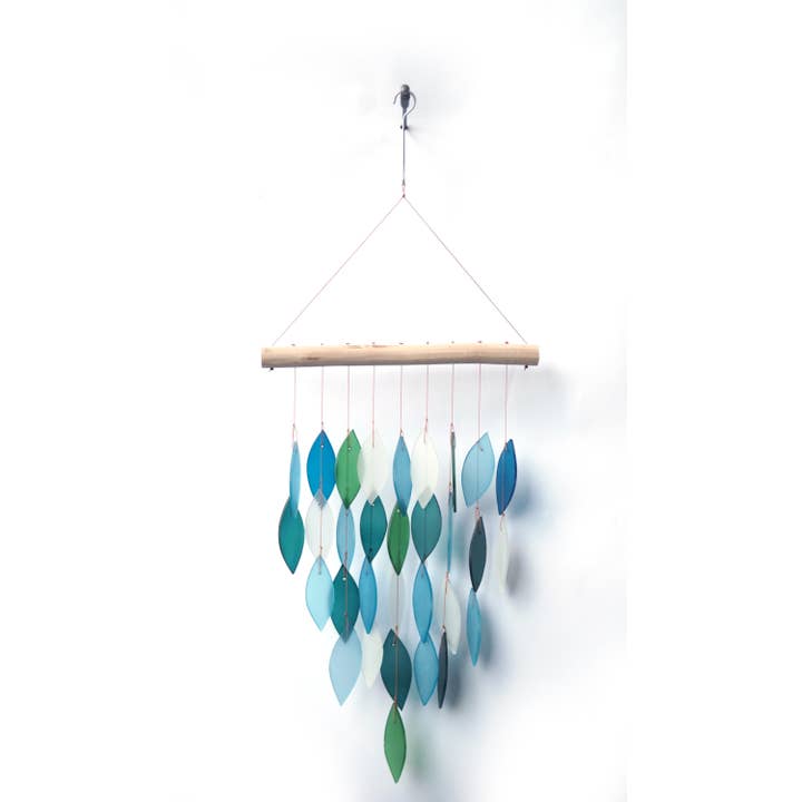 Bali Blue Lagoon Sea Glass Wind Chime - 91908 for wholesale by Sunset Vista Designs