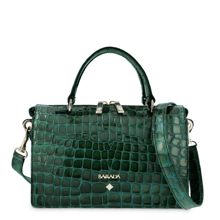 Sac à main en cuir de vachette brillant et couleur verte pour la vente par BARADA UBRIQUE
