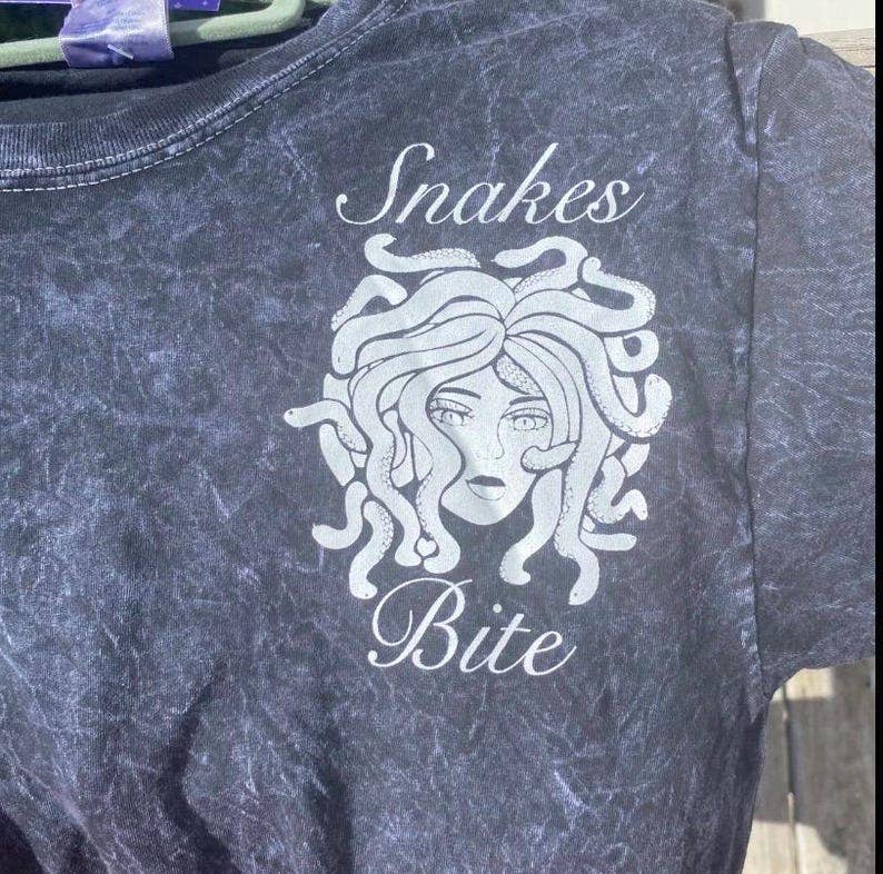 AstroManatee Shop - Wholesale Screen Printed T-Shirt - Unisex - Snakes Bite Medusa Gorgon Screen Print Unisex T-shirt6