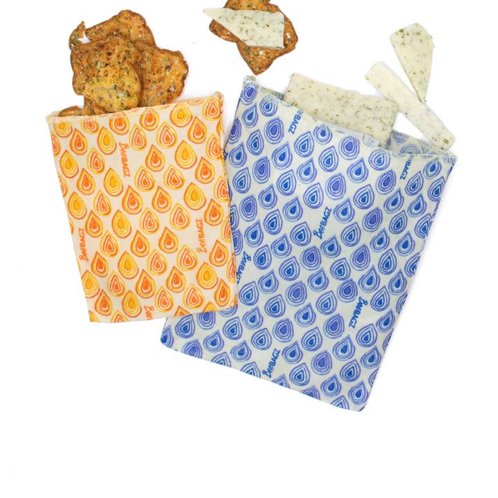 BeeBAGZ - Wholesale Food Storage Wrap/Bag - Snack Pack of 2 - Reusable Beeswax Wrap Food Storage Bags0