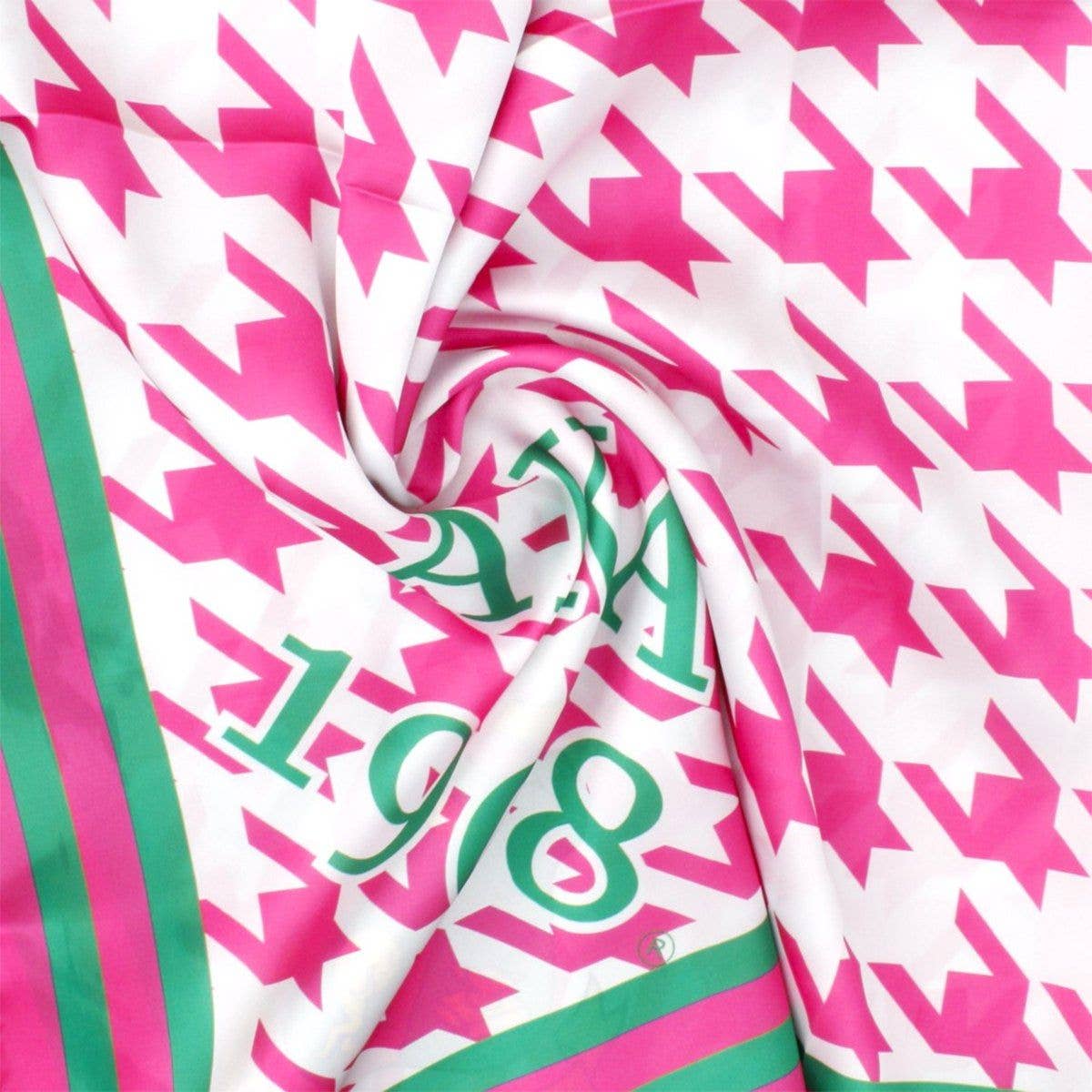 Pink and Green AKA Sorority Houndstooth Square Scarf for Women for wholesale on Faire3