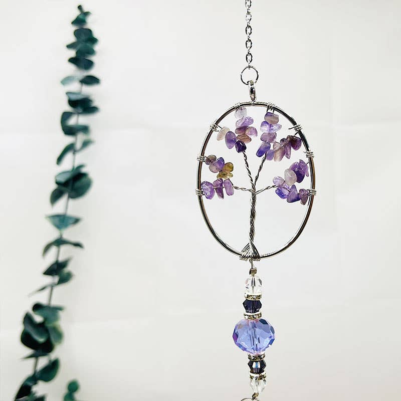 GemMeet - Wholesale Suncatcher - Amethyst Tree Of Life Sun Catcher Wind Chime 3