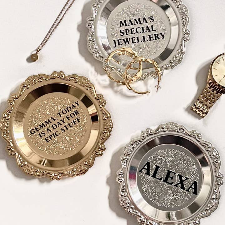 Blank Boudoir Trinket Tray (Gold/Silver Colours) for wholesale by Poodle & Pip