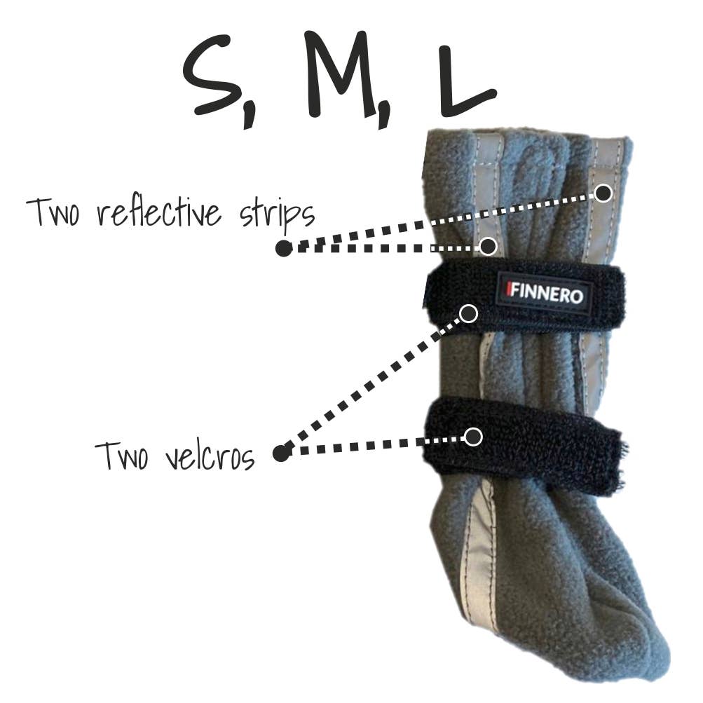 FINNERO - Wholesale Pet Boots - Dog - FINNERO HALLA REFLECTIVE Booties For Dogs 4pcs/pac, 3 Colors4