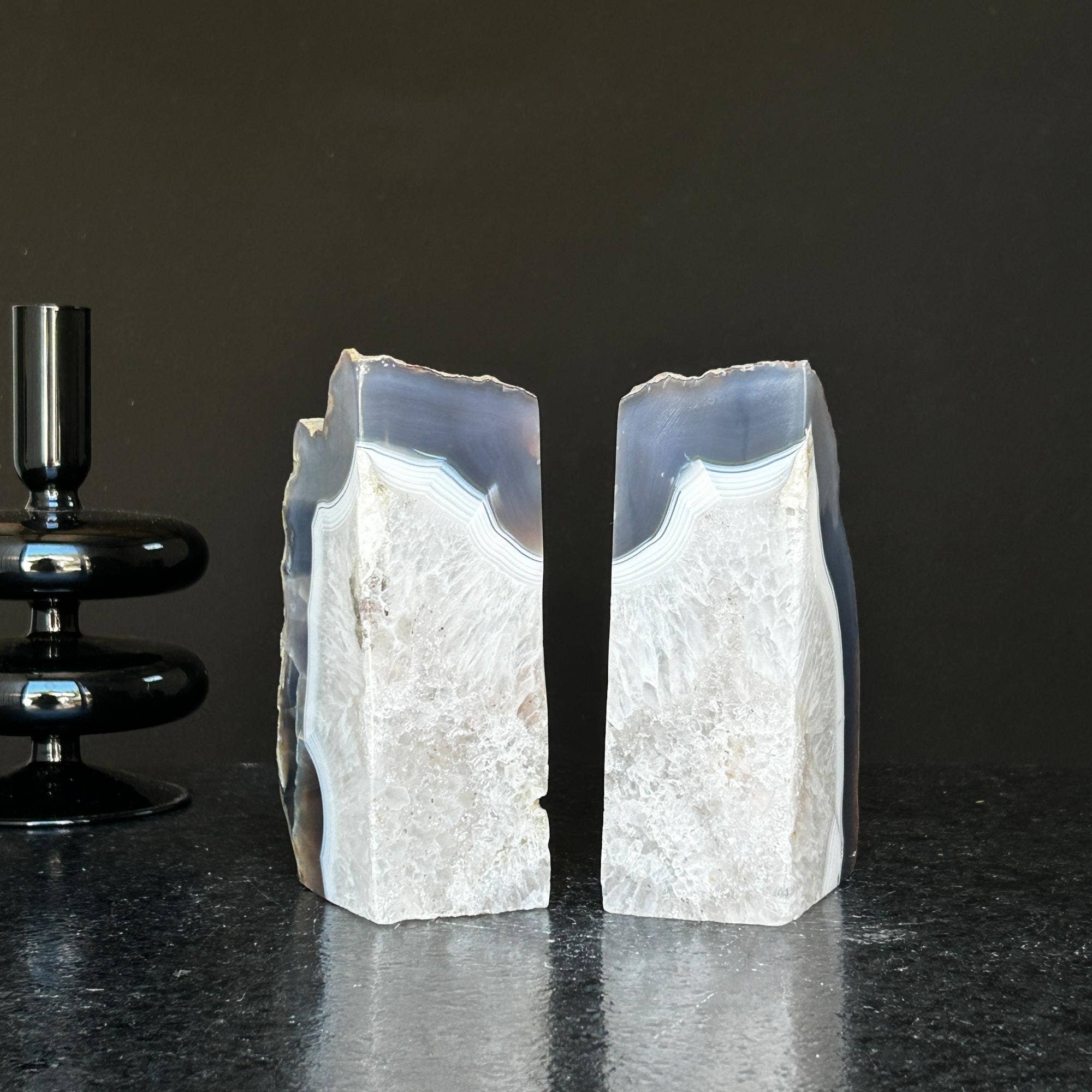 Deep Purple Project - Wholesale Ornament - Agate Geode Bookends, Large Natural Stone Pair14