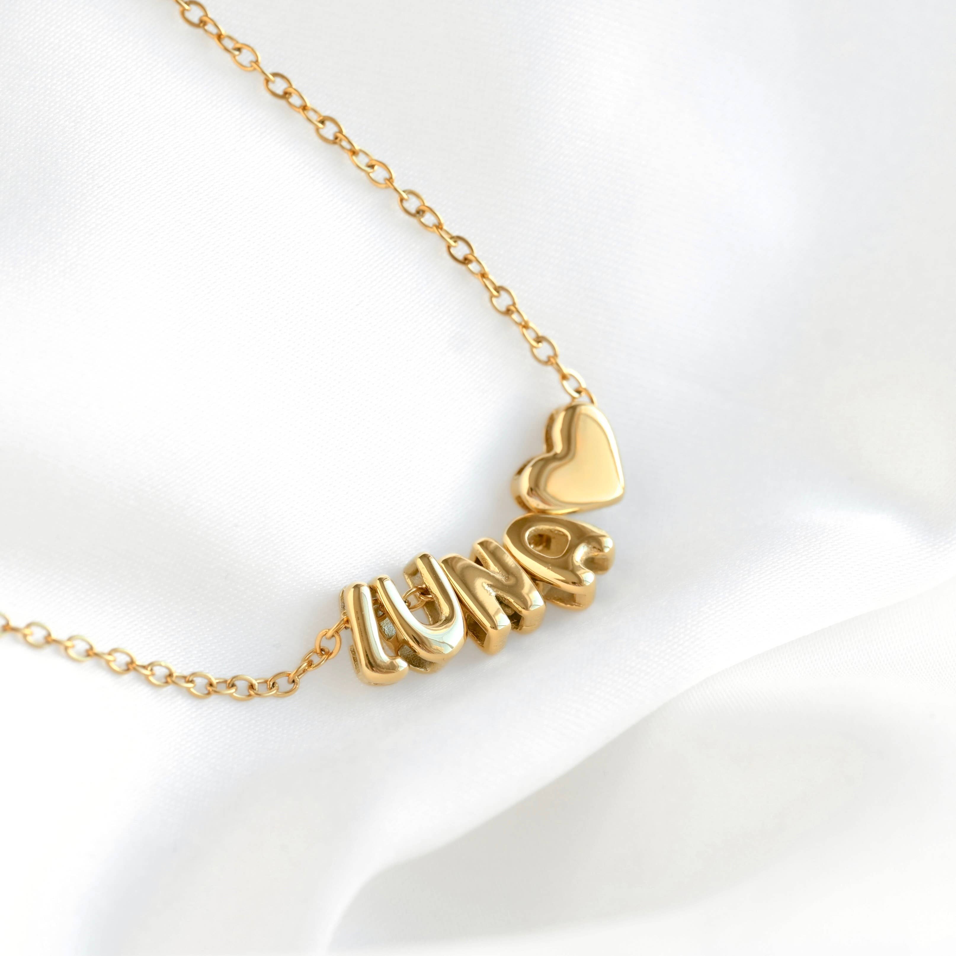 Blueyejewelry – wholesale Hänge-/berlockhalsband – Bubble Letter Halsband – Anpassat namn med små ballongbokstäver3