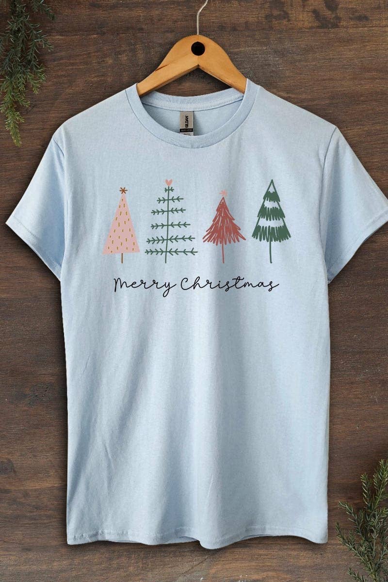 COLORBEAR – Großhandel T-Shirt (Grafikdruck) – Unisex – Schweres Baumwoll-T-Shirt mit Motiv „Merry Christmas Trees“6