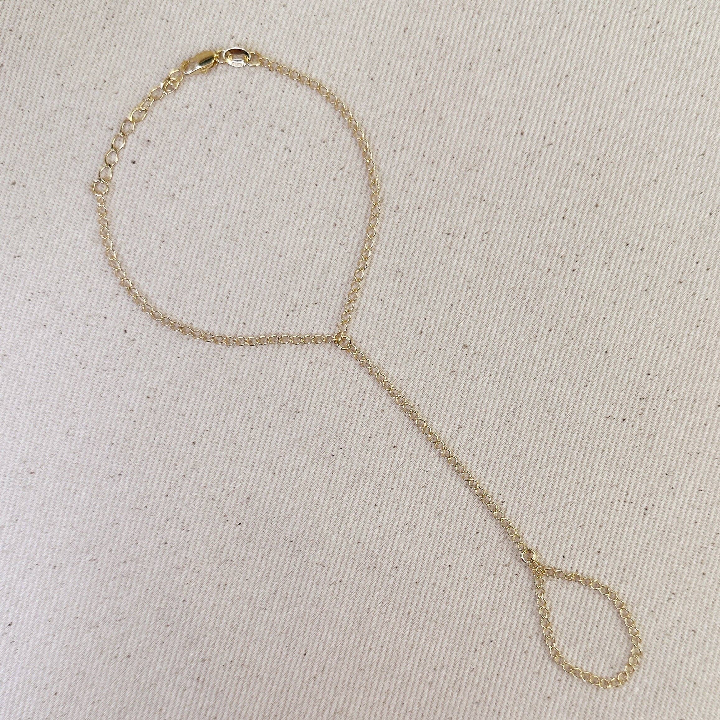 GoldFi - Wholesale Link & Chain Bracelet - 18k Gold Filled Plain Hand Chain1