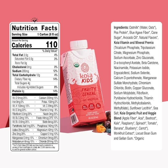 Koia - Wholesale Protein/Superfood Powder - Kids Fruity Cereal Protein Shake - 12pk Shelf Stable 2
